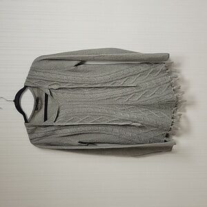 Prana  long sleeve grey sweater fringe women's sz medium